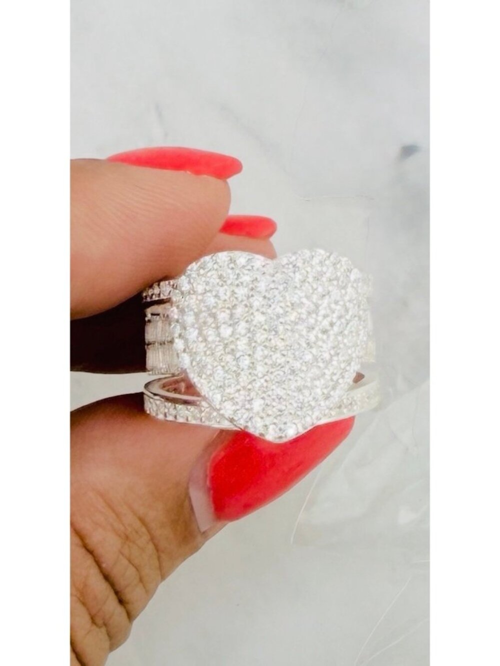 925 Sterling Silver Ring heart Size 7, 8 and 9 Big heart ring